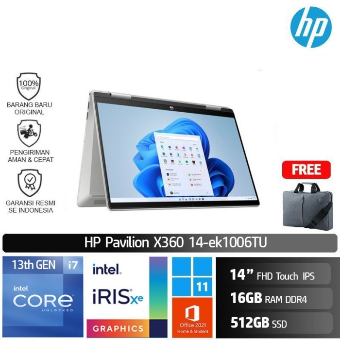 HP Pavilion X360 14 EK1006TU i7-1355U 16GB SSD 512GB Win11 OHS FHD IPS