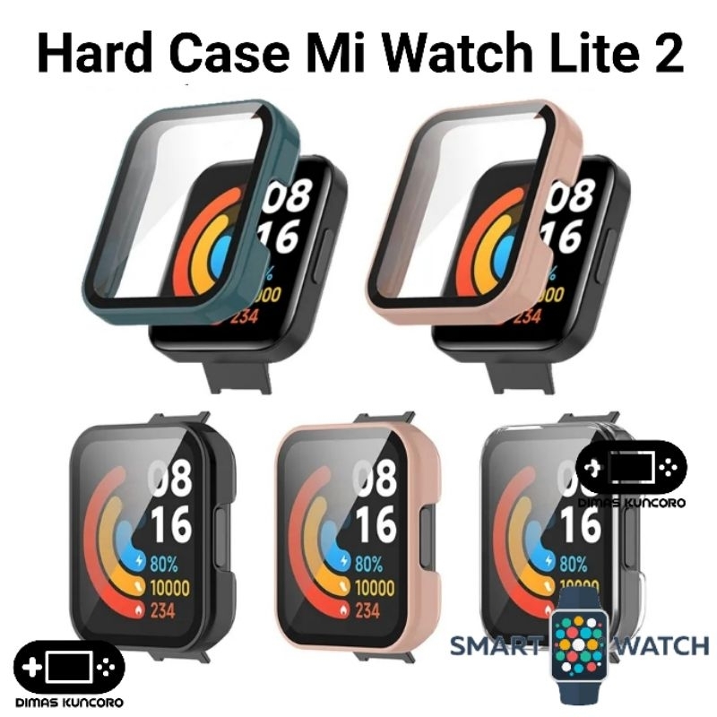 Hard Case Mi Watch Lite 2 cover bumper casing tempered glass screen guard protector anti gores antig