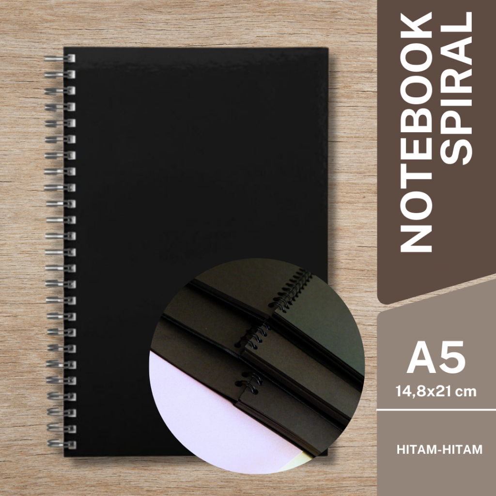 

Sketchbook Notebook Buku Tulis Spiral HITAM Polos Ukuran A5