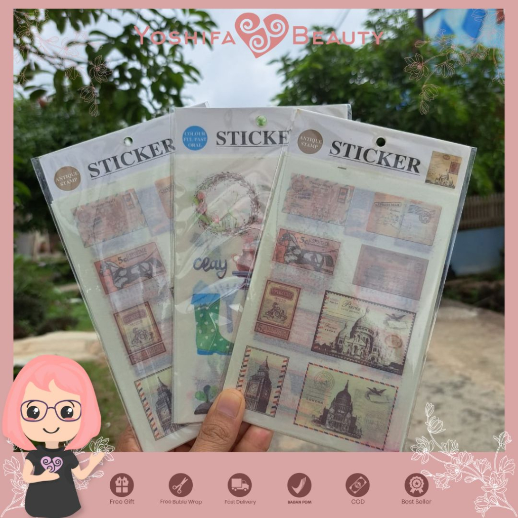 

4 Lembar Sticker Washi Paper Romantic Vintage | Deco Sticker Ecer Aesthetic Journalling