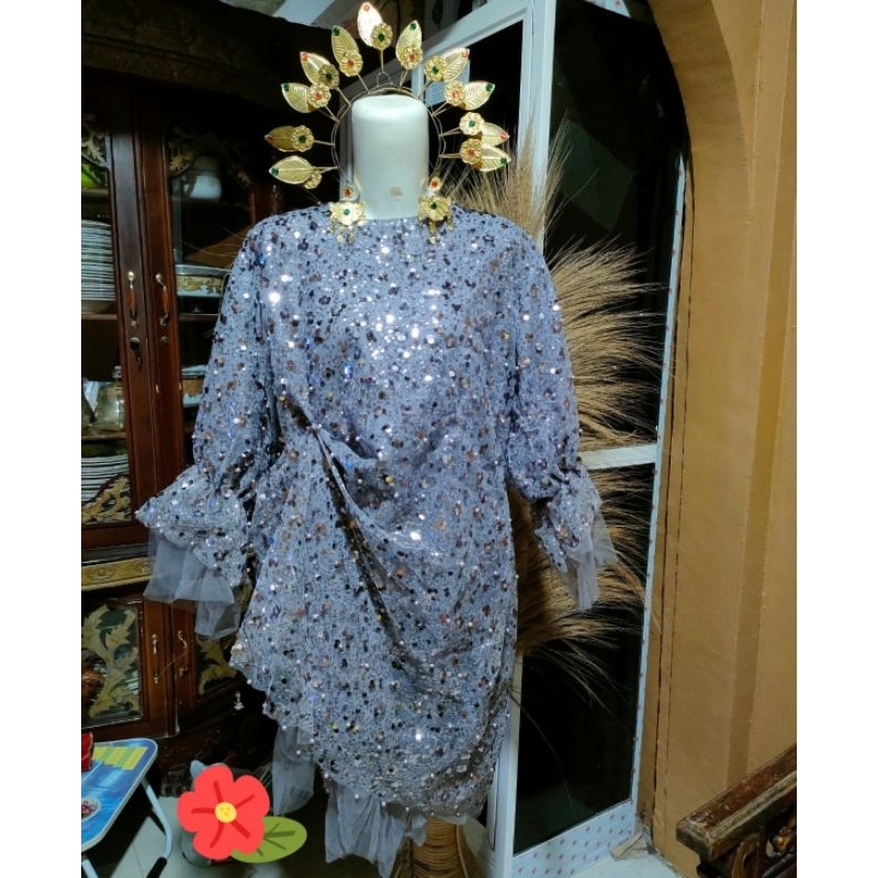 Baju bodo/pesta sabrina bling-bling modern