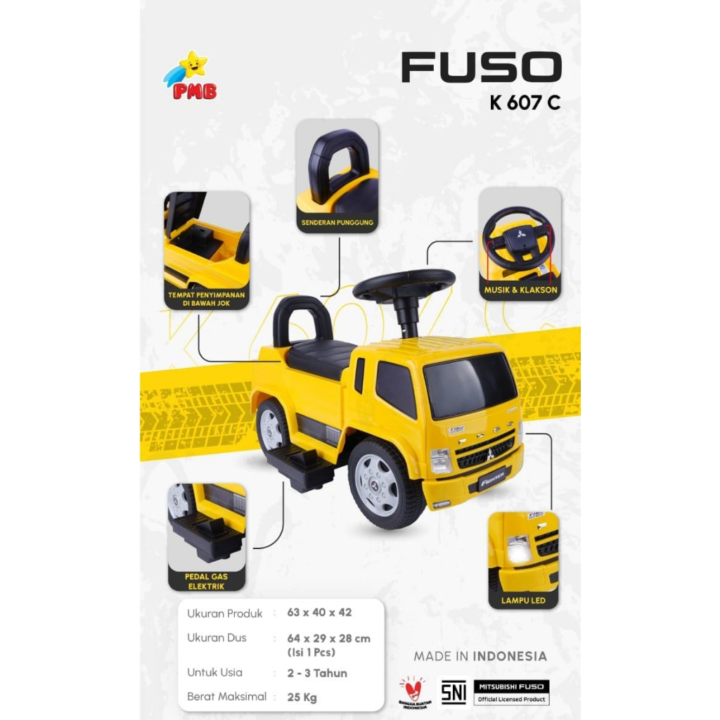 Mainan Anak Mobil Aki Tolocar PMB K607C Truck Mitsubishi Fuso K607C//mobil dorong anak murah