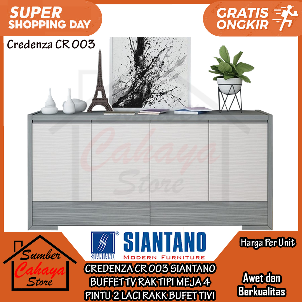 [Instant] BUFFET TV CREDENZA SIDEBOARD CR 003 SIANTANO RAK TIPI MEJA 4 PINTU 2 LACI RAKK BUFET TELEV