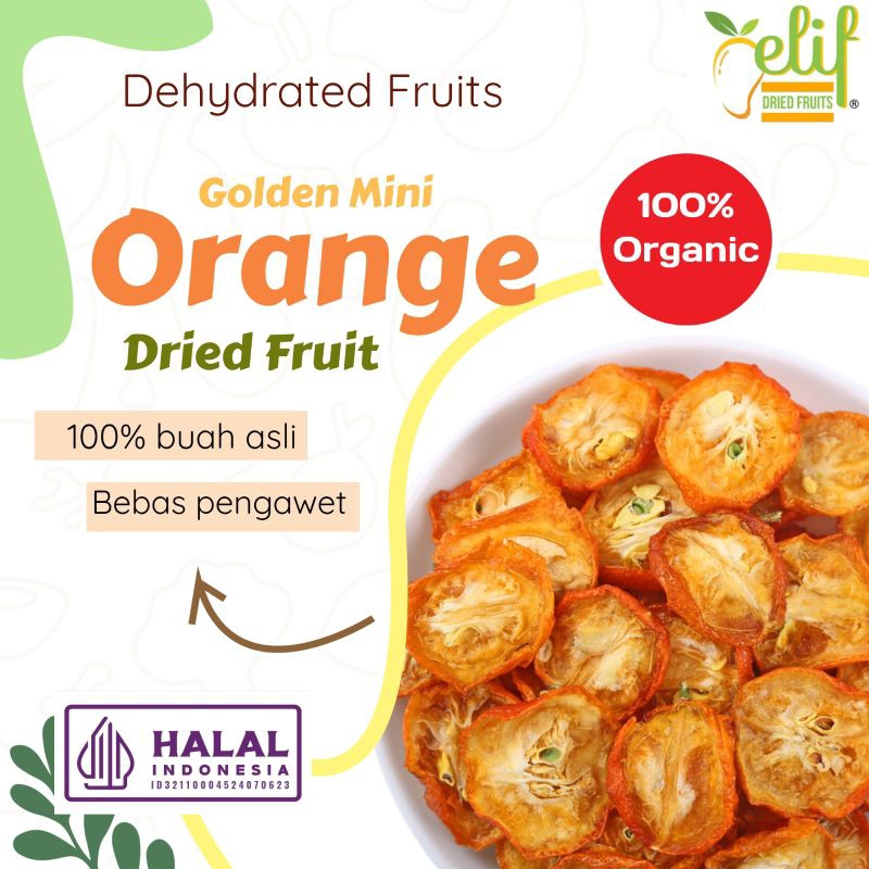 

ELIF FRUITS Big Pack Golden Mini Orange Dried Fruit Tea Kumquat Slices Jeruk Nagami Kering