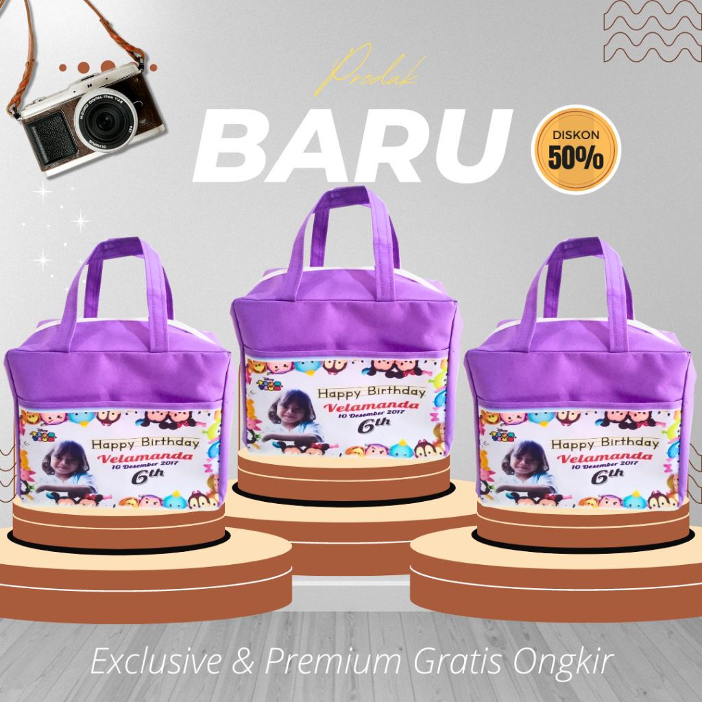

Tas Ultah Premium Tsum Tsum Goodiebag souvenir Terbaru Trendy Tas Ecobag Tas Spunbond Tas Resleting Custom