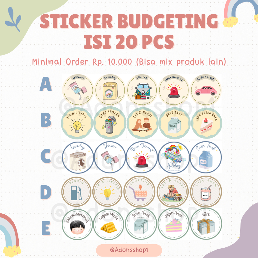 

[ISI 20 PCS] STICKER BUDGETING / Stiker Menabung / Dompet Keuangan / Stiker Anggaran / Sinking Fund (Lingkaran)