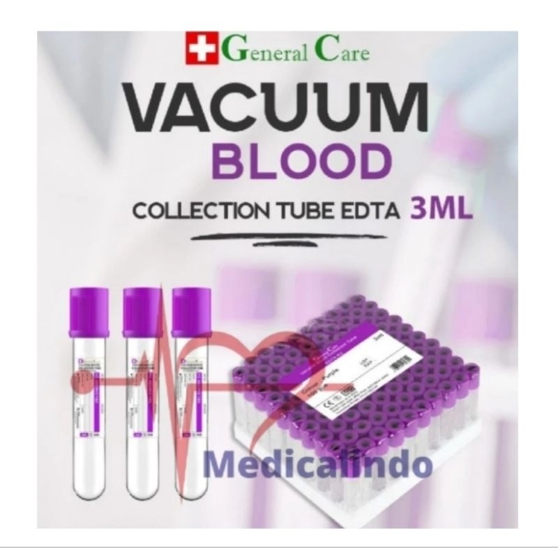 Tabung EDTA 3Ml GC General Care Vacuum Tube K3 EDTA PET Plastik