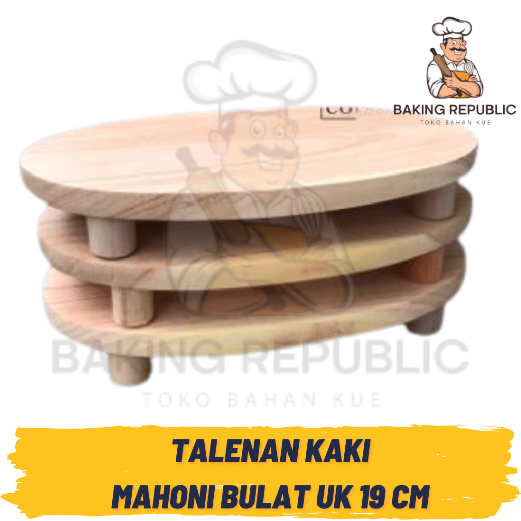 TALENAN KAKI MAHONI BULAT | uk 19cm | TELENAN KAKI KAYU MAHONI