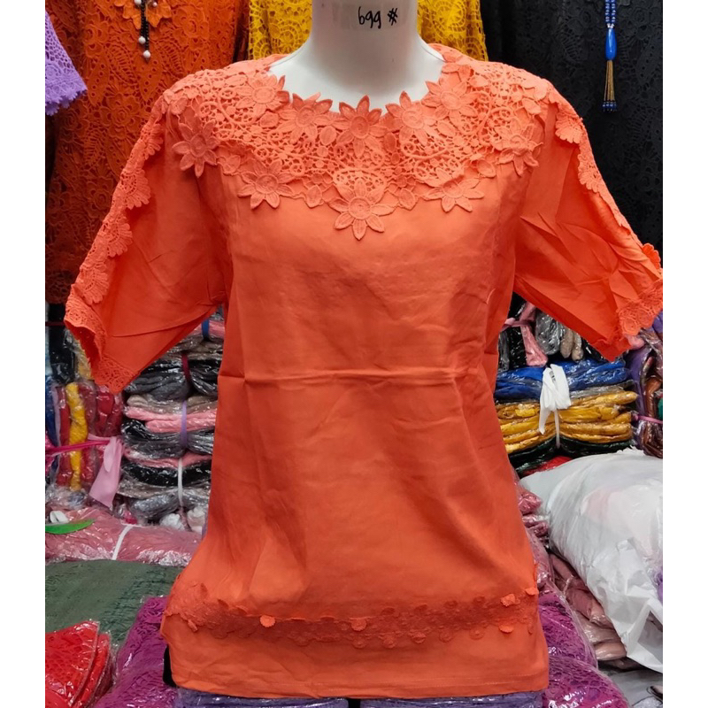 Atasan Blus Katun Stretch Bordir Bunga - 699 Katlyn Shop