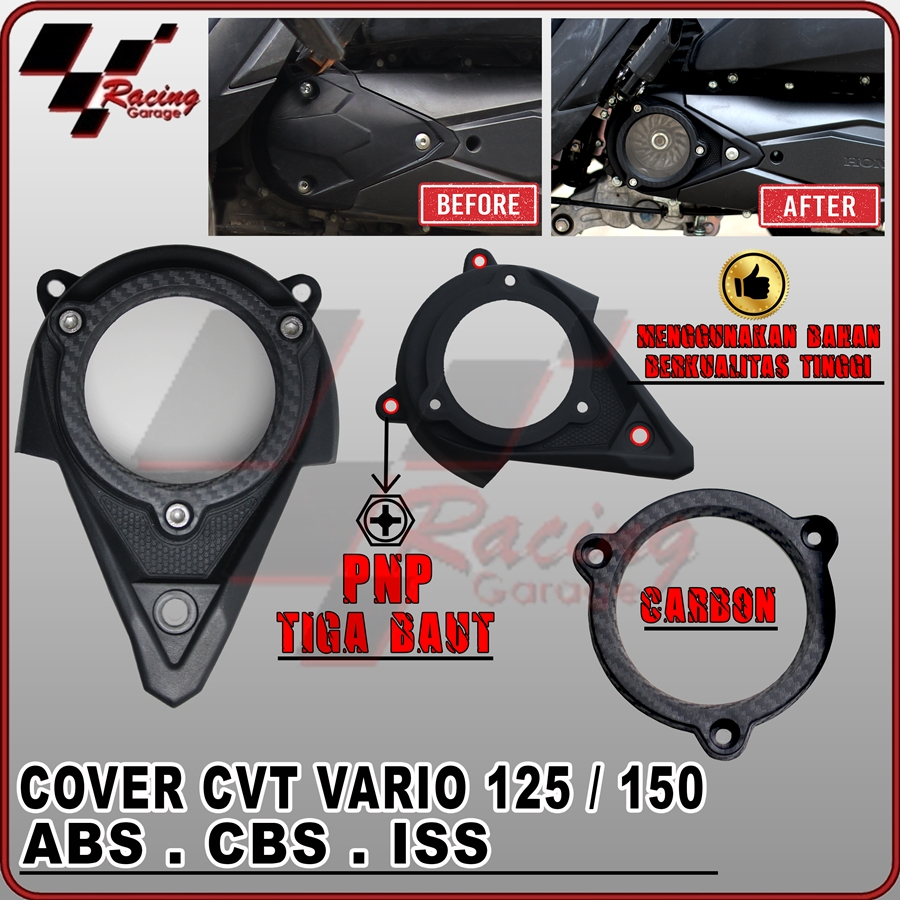 COVER CVT VARIO 125 150 ABS CBS ISS TUTUP BAK AIRDUCK AIR DUCK HONDA TANPA KICK STARTER CARBON PNP