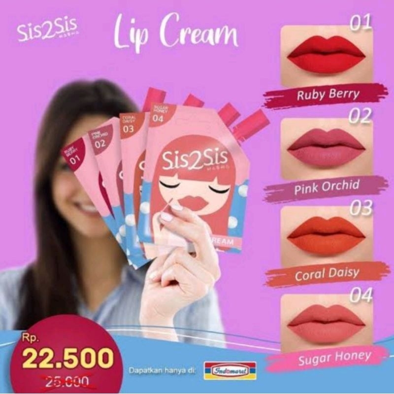 sis2sis lip cream 2ml all shade make up sachet