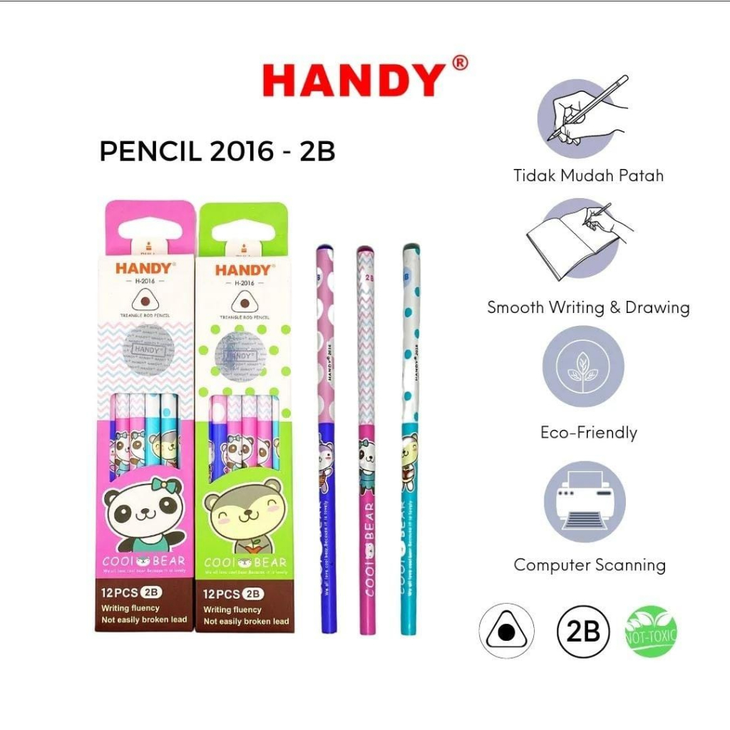 

Pensil Sekolah Handy 2B Karakter/ Pensil Anak/ Pensil Siswa Isi 12 pcs/pack