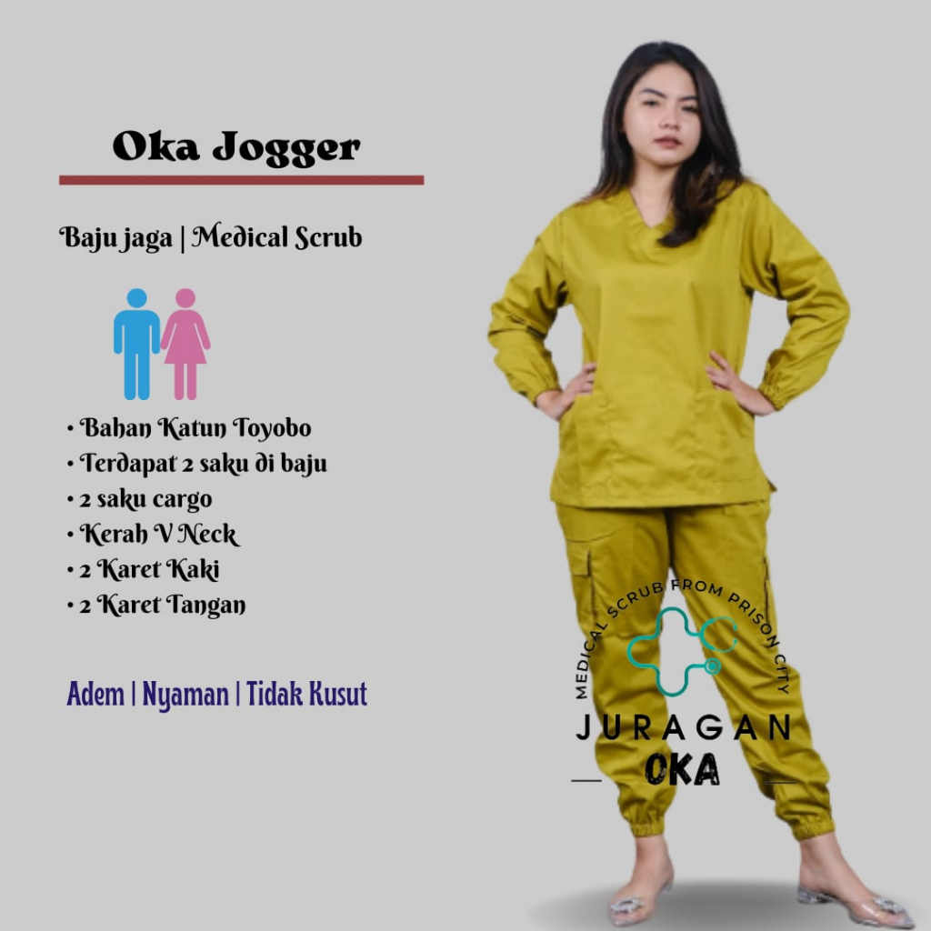 Baju Ok Oka Jogger Panjang Toyobo Full Set | Medical Scrub Stenen Dokter Perawat Nakes