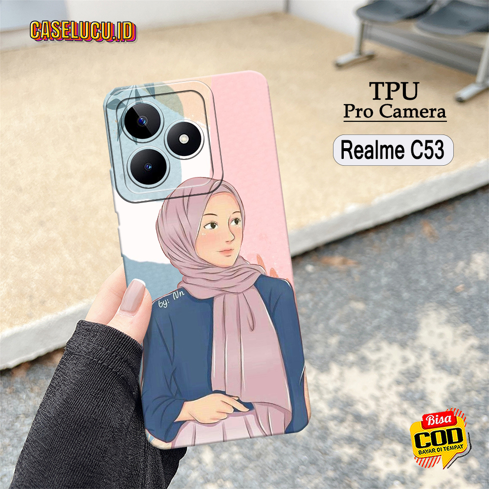 Softcase Hp Realme C53 Terbaru - Fashion Case Hijab - Case Realme C53  - Casing Hp Realme C53  - Kesing Hp - Silikon Hp - Cover Hp - Case Lucu - Aksesoris Handphone - Premium 3D Pro Camera