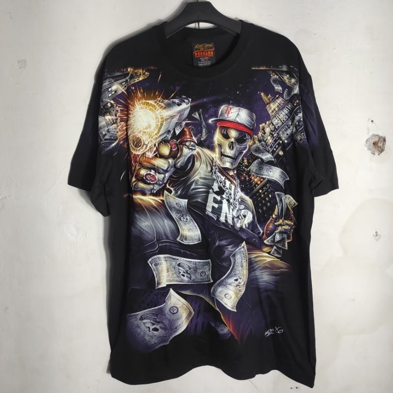 Kaos Import Rock Chang Original "Full HD Gun Money" Glow In The Dark (Built Up)(Kondisi Baru)