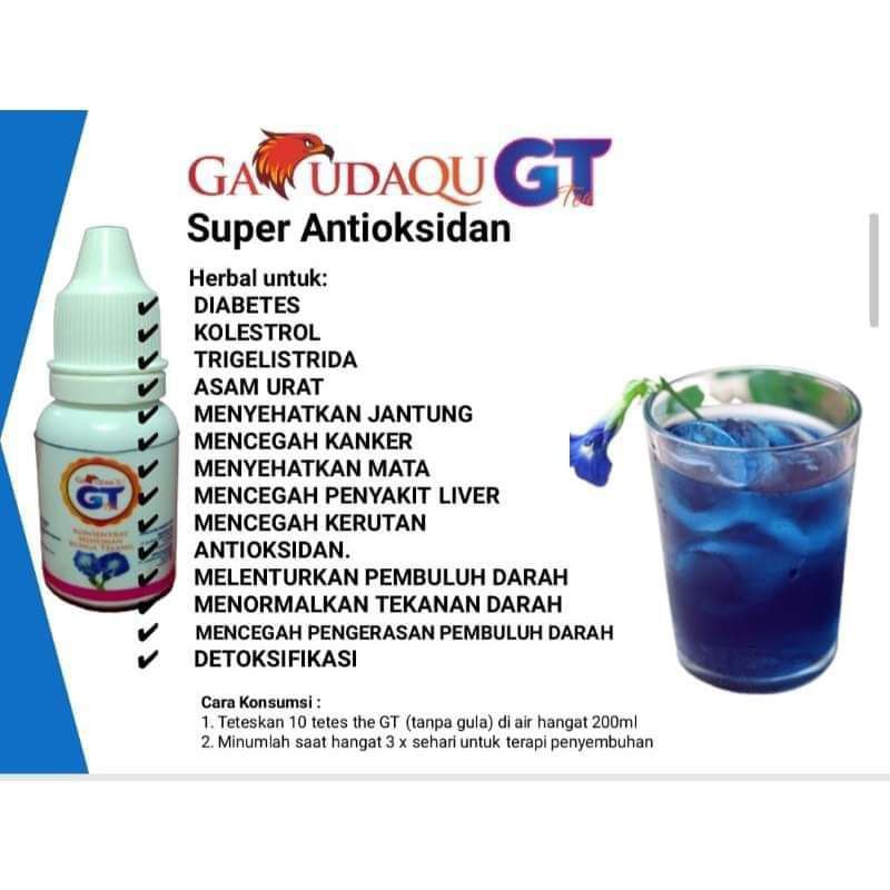 

[BISA COD] GARUDAQU TEA BUNGA TELANG GT | GT KONSENTRAT MINUMAN BUNGA TELANG | GT TEH BIRU TETES / DROP PERTAMA DI ASIA TENGGARA | SUPER ANTIOKSIDAN | BANTU ATASI KELUHAN JANTUNG DAN PEREDARAN DARAH DENGAN HERBAL TETES GT
