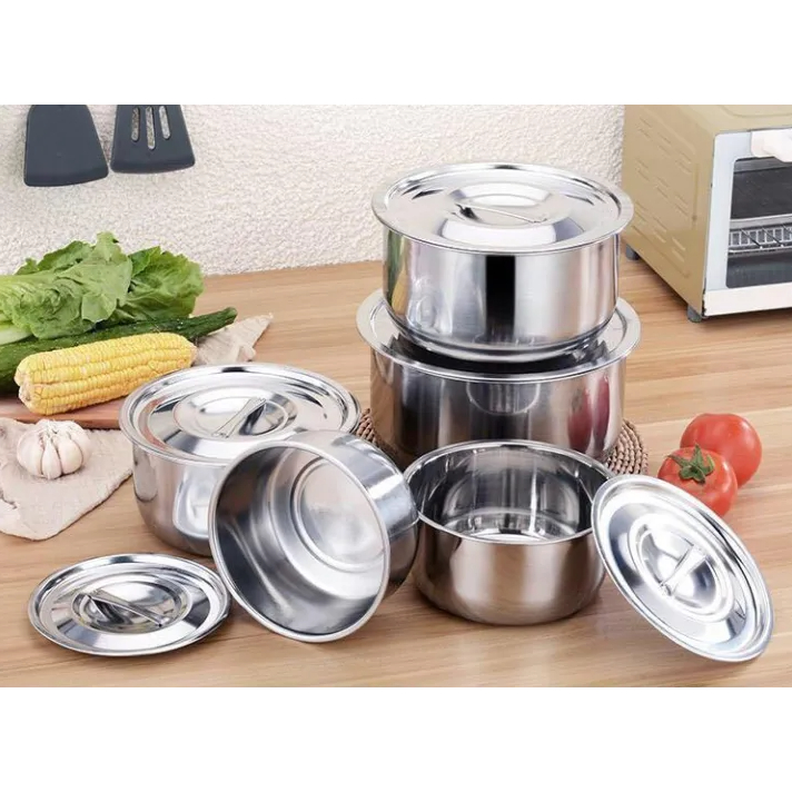 PANCI STOCKPOT MY HOME STAINLEES 5 SUSUN MY HOME ALAT MASAK PANCI STAINLESS STEEL 5IN1 CTR