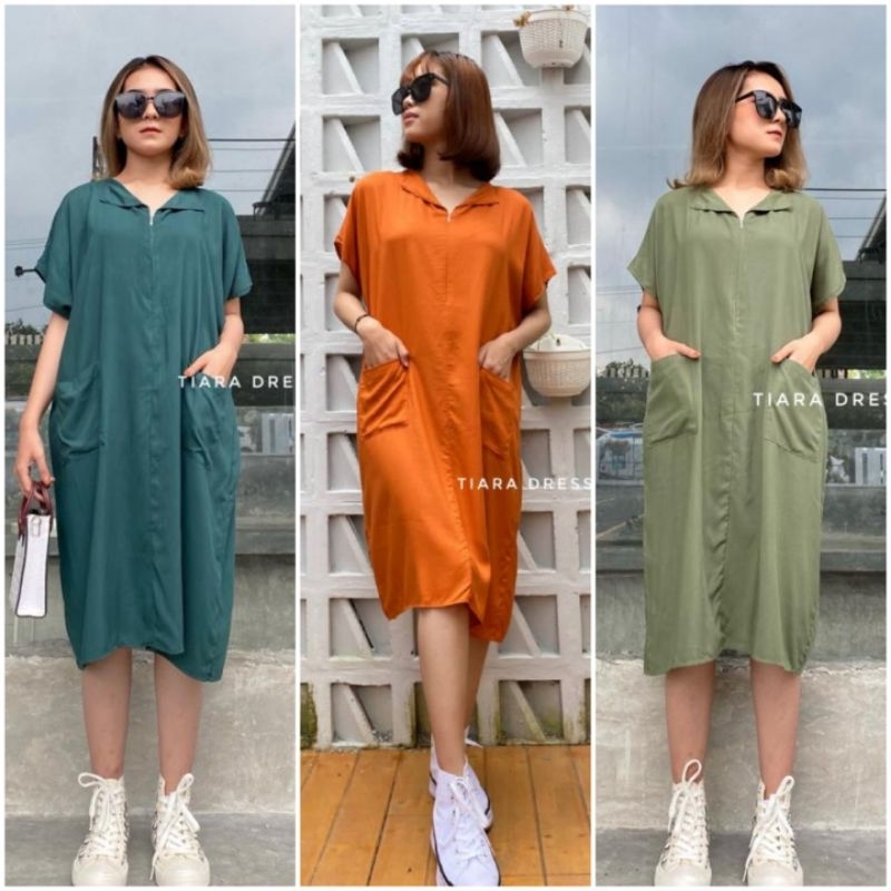 BISA COD GALERIAZKIYA TIARA DRESS BY YAYUKU YAYOE HIJAB/DRESS LONG ZIPPER POKET/ DRESS POCKET PENDEK