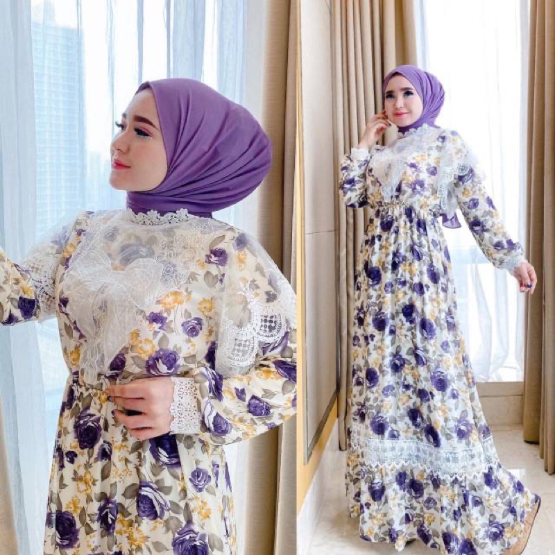 Gamis Import Floral premium tebal / Gamis floral premium vintage / Dress aesthetic