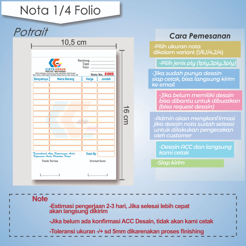 

Nota Custom 2ply isi 25sheet