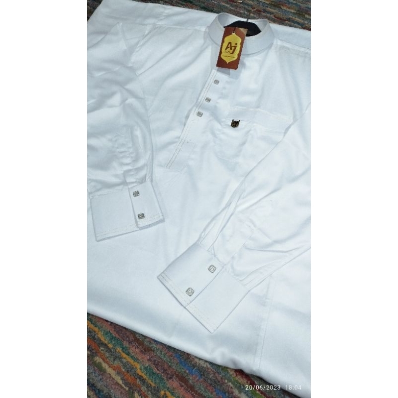 Gamis Aljar Exclusive Aj Motif Terbaru 2023 putih