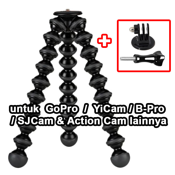 Paket Gorilla Pod Large Mount GoPro Yi Camera YiCam 4K SJCAM B-Pro SLR Mirrorless GorillaPod Tripod