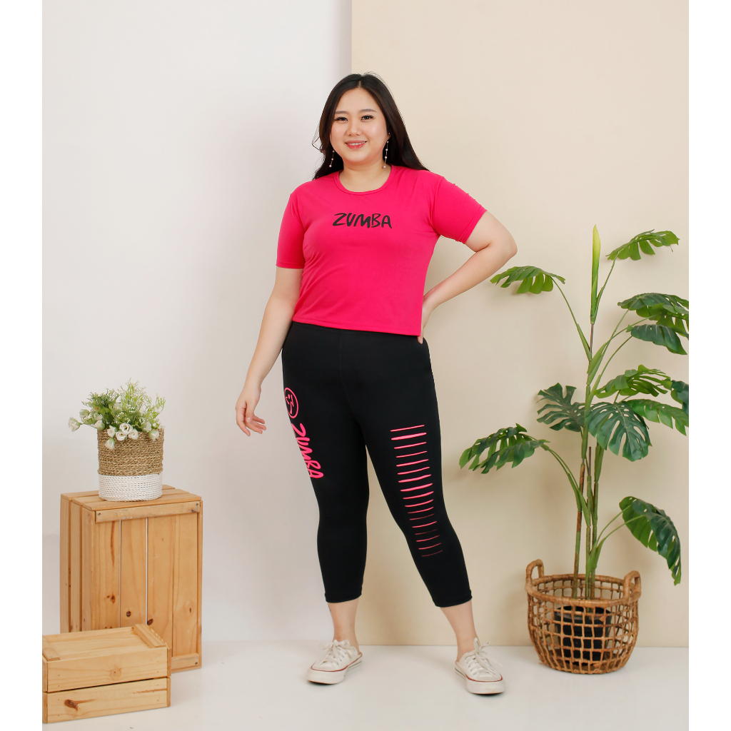 Atasan Kaos Crop Jumbo Senam Zumba Dasar Pink Fanta / Kaos CropTop Jumbo