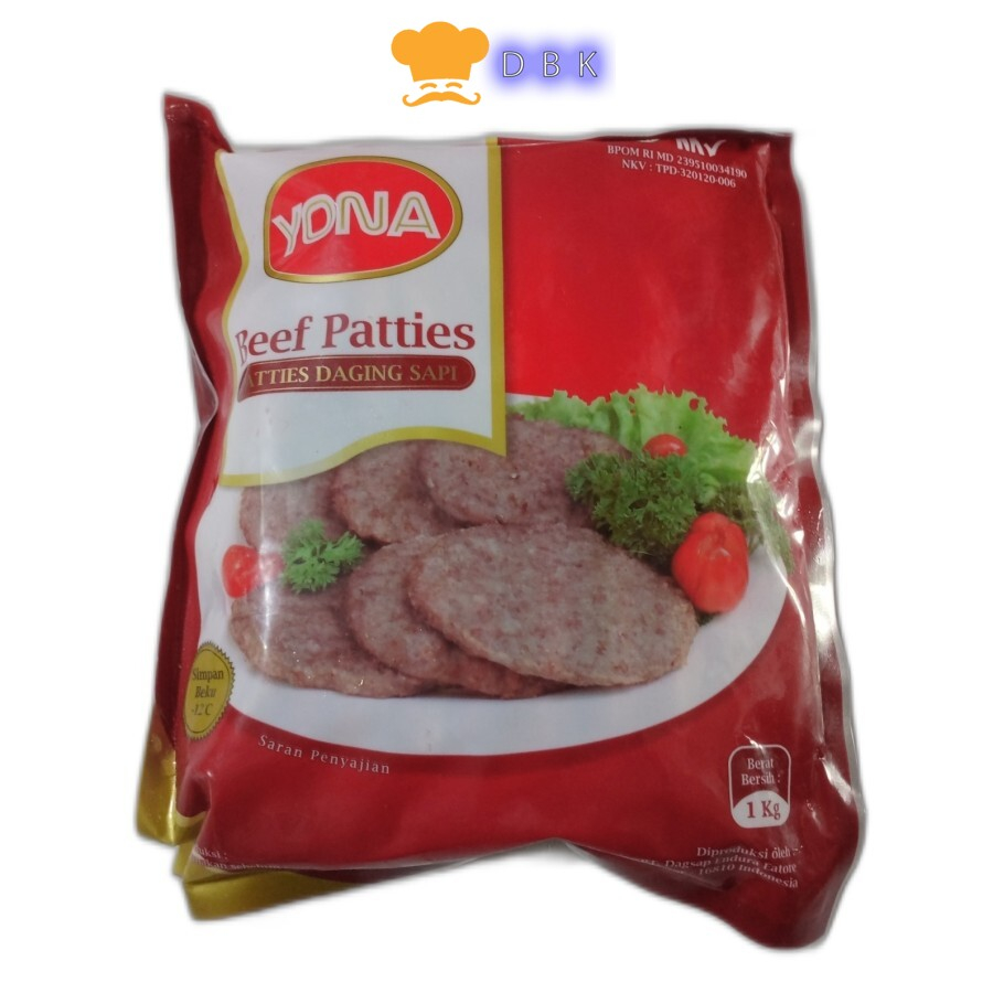 

yona beef patties 1kg 20pcs daging burger