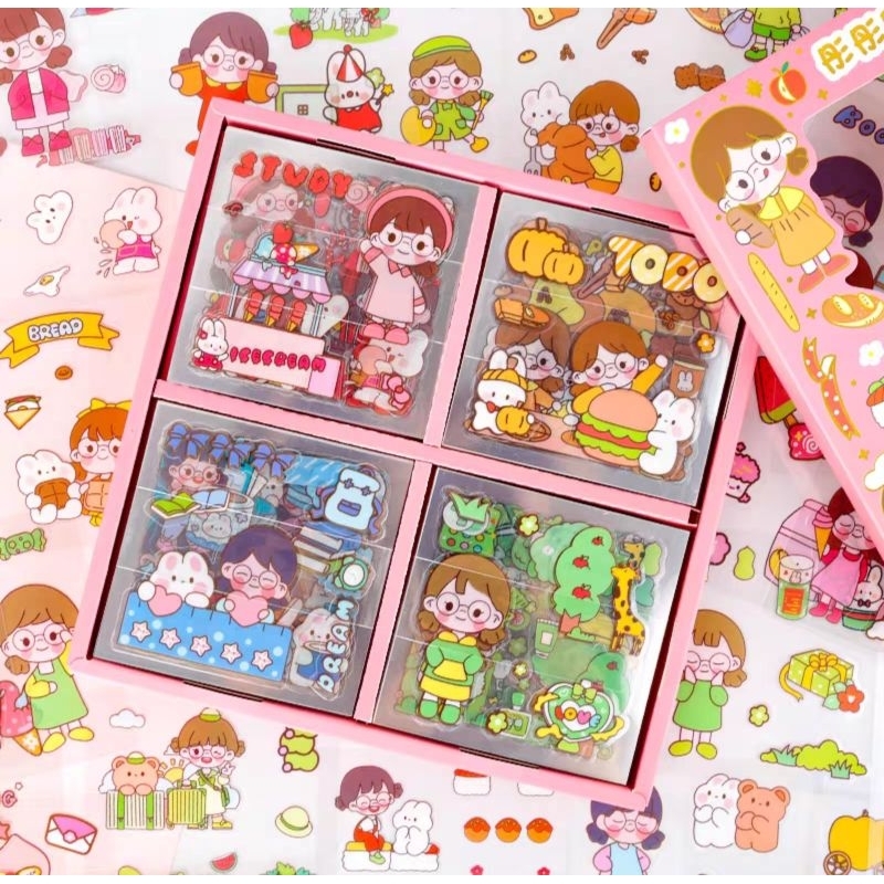 

D311 20Pcs Stiker Motif Kartun Lucu/ Bahan Anti Air Aesthetic PVC/ Scrapbook Sticker