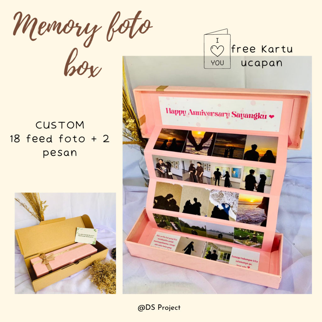 Gift Memory Foto Box / Gift Anniversary / Hadiah Foto Box