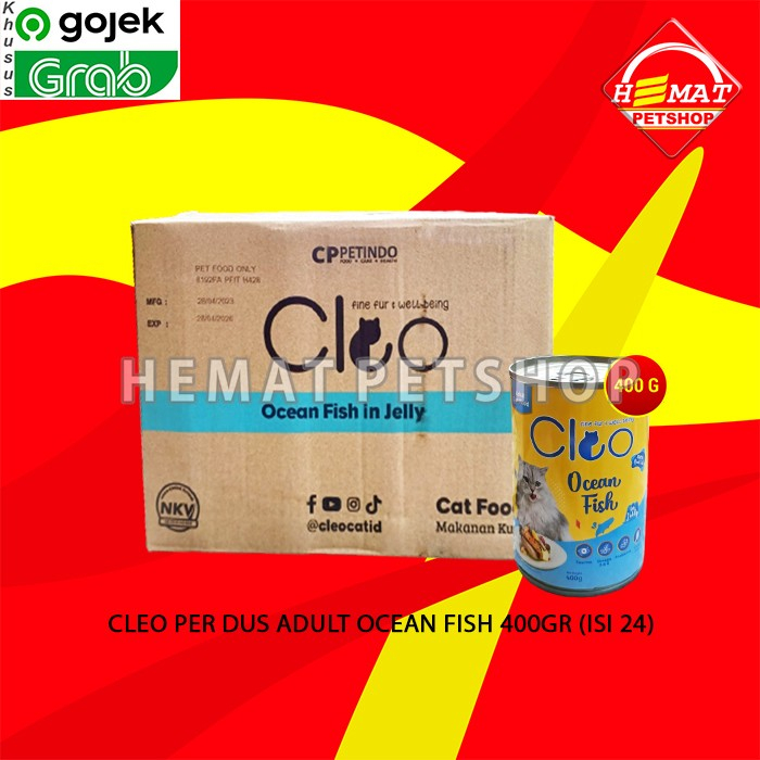 GOSEND Makanan Kucing Cleo Kaleng Can 400 Gram Grosir Dus isi 24 PCS