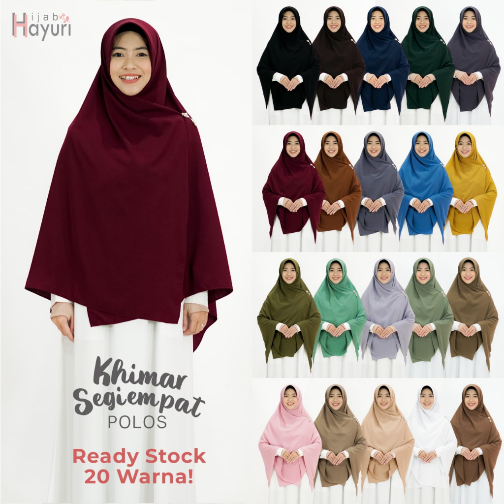 Hijab Hayuri Khimar Segi Empat Polos [120 x120 cm] / Jilbab Kerudung Segi Empat Wolpeach - Jilbab Se