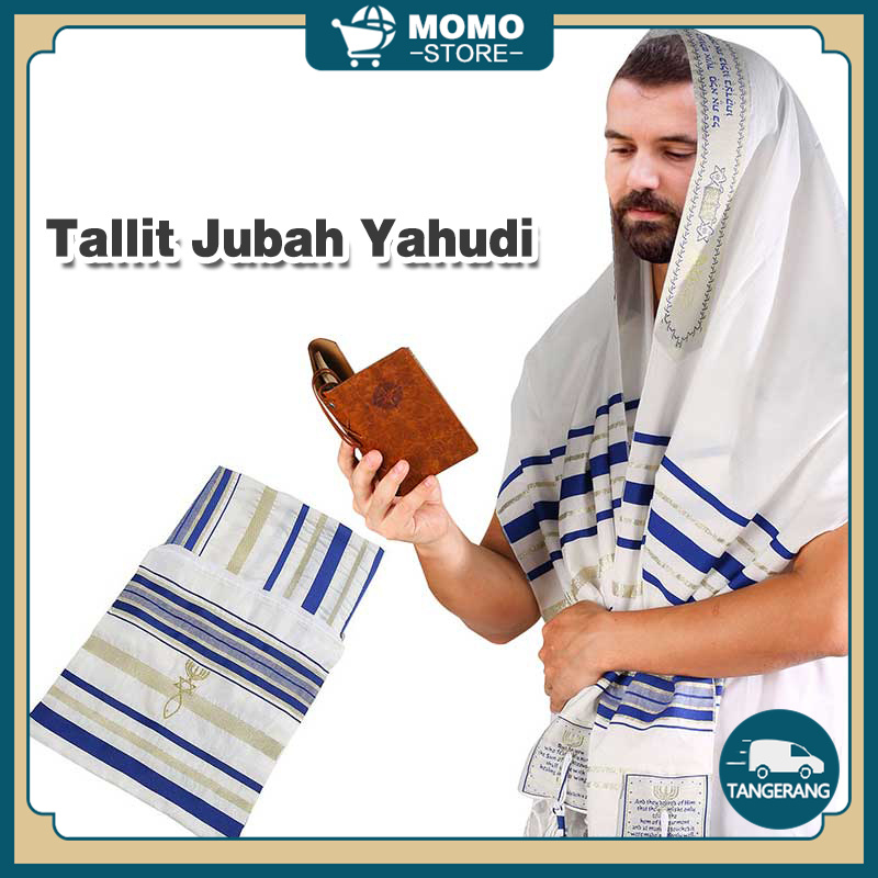 54*185cm Tallit Talit Doa / Tallit Jubah Israel / Kerudung Doa Agama Prayer Shawl / tudung doa