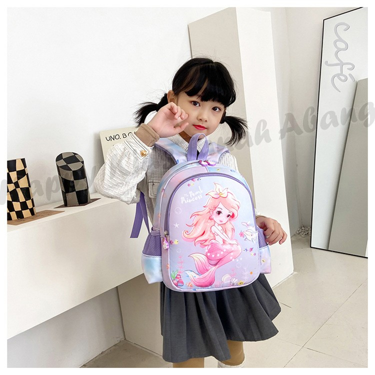 TAS SEKOLAH ANAK TK SD / TAS RANSEL ANAK PEREMPUAN MOTIF KARTUN MERMAID LUCU KEKINIAN / TAS ANAK MURAH BERKUALITAS