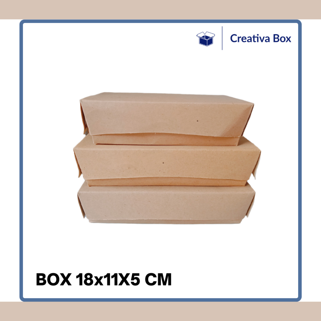 

LUNCH BOX KRAFT KOTAK NASI PAPER BOX RICE SIZE L 18x11x5 NON LAMINASI