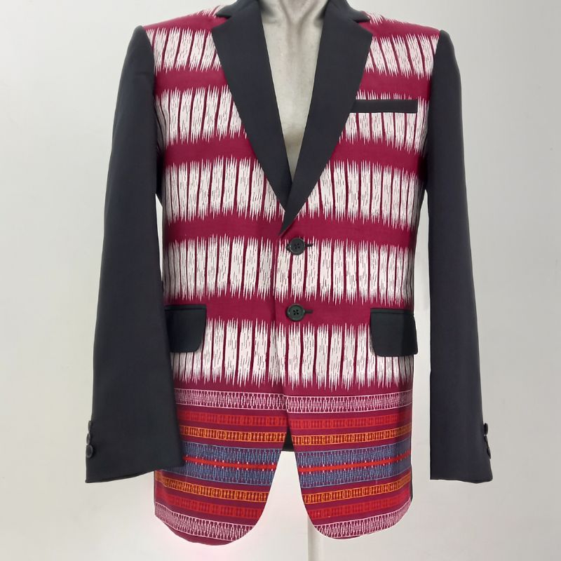 Jas Batik motif Ulos Sumatera / Jas ulos formal kombinasi superblack / jas formal ulos bintang marat