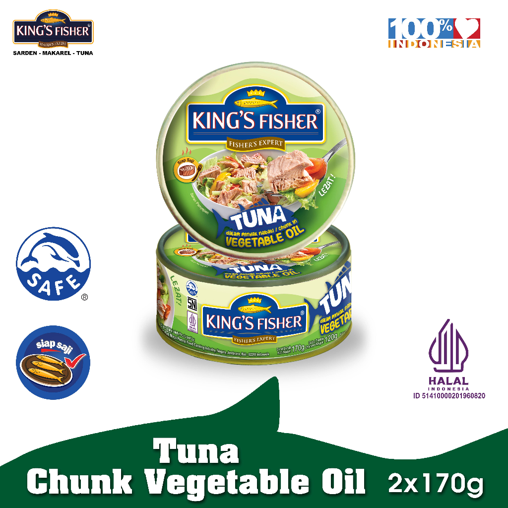 

King's Fisher Paket 2 pcs Tuna dalam Minyak Nabati Tuna in Oil Daging Makanan Kaleng 170 gr