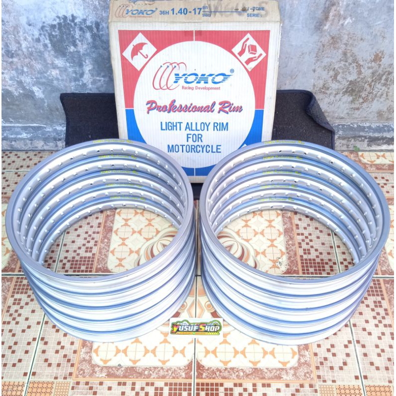 velg Yoko profesional rim original thailand uk 140-140 Ring 17 Two tone abu abu silver