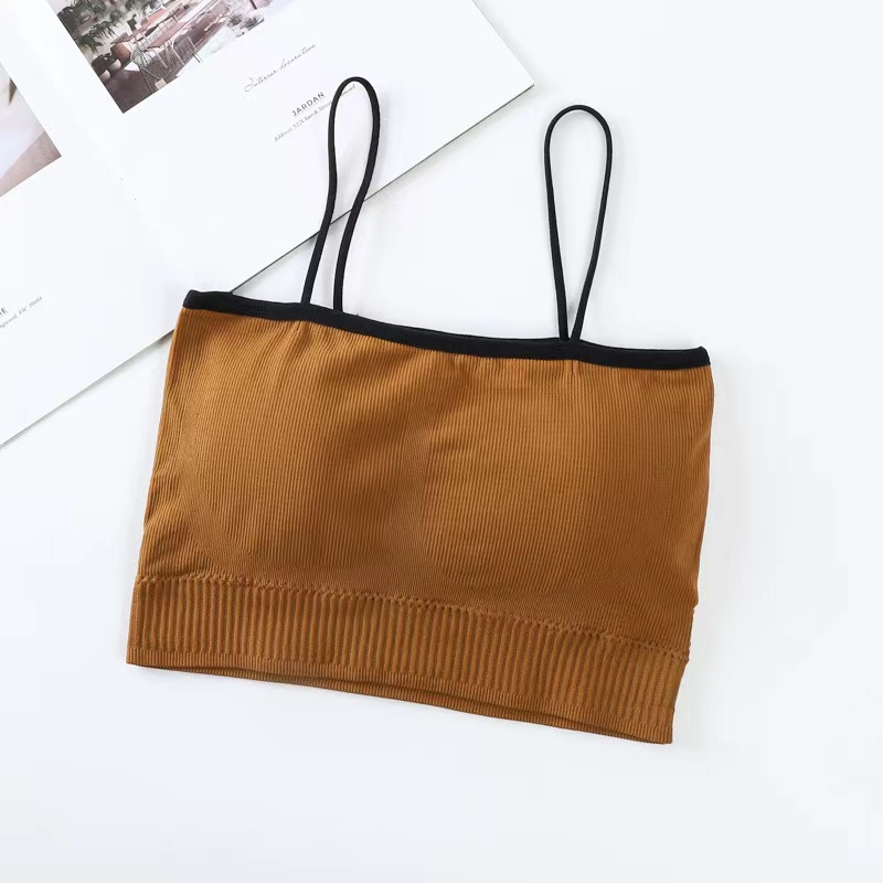 Pakaian Dalam Wanita Bra Polos Yoga Bra Push Up Tanpa Kawat Sport Bra-bra-158 brown