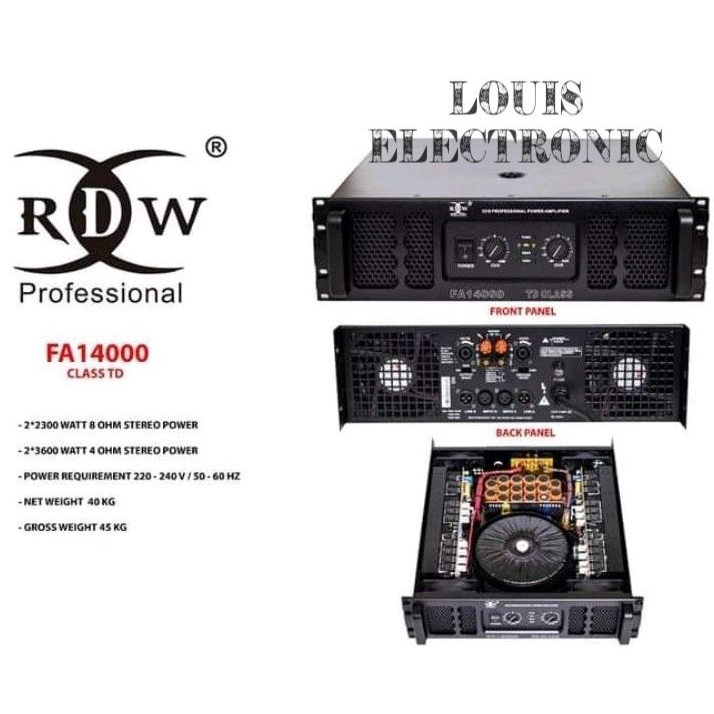Power Amplifier RDW FA14000 FA-14000 2 Channel 3600 Watt Class TD ORIGINAL