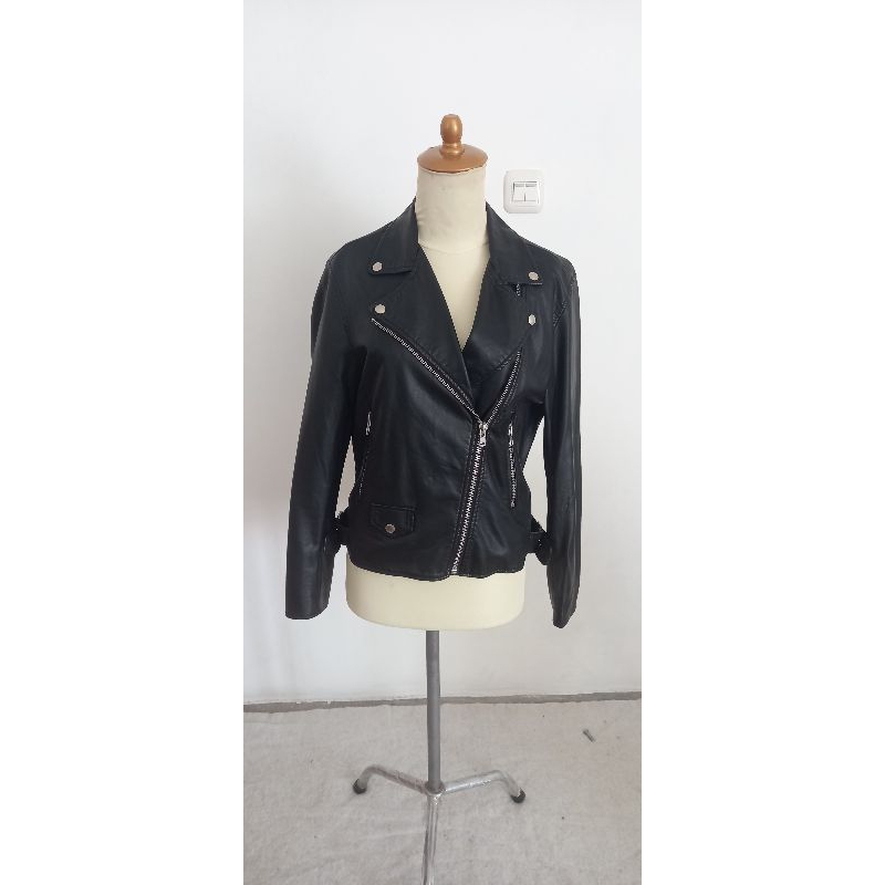 Black Ramones Syntethic Leather Jacket by Spao