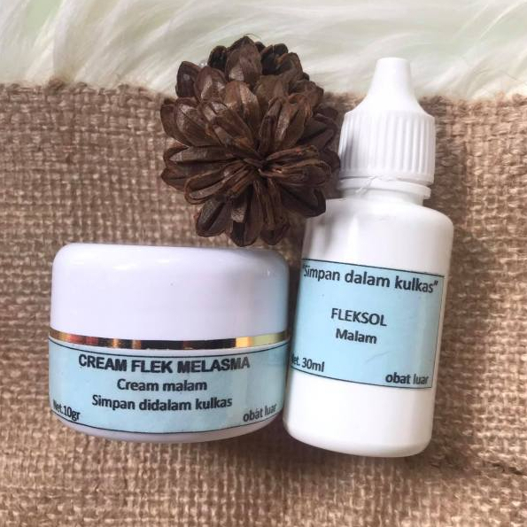 PAKET SUPER FLEK TEBAL / FLEKSOL DAN CREAM MELASMA / MENGHACNURKAN FLEK / MEMUDARKAN FLEK / MENCERAH