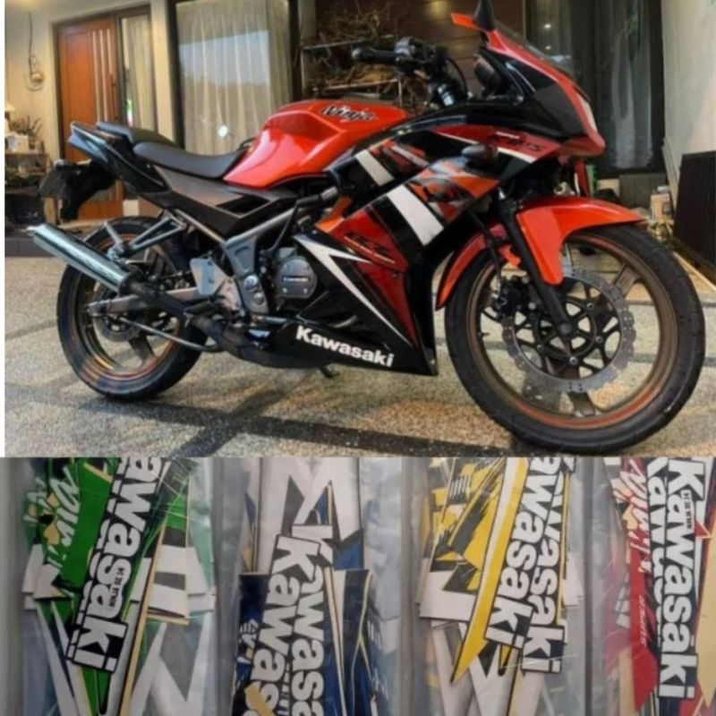 (COD) Stiker Striping motor Kawasaki ninja rr new se 2014 ORI / Oren/ full set Lis body ninja rr