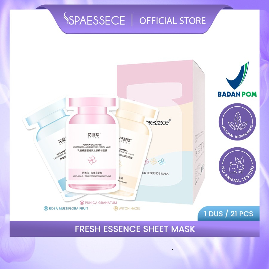 SPAESSECE Fresh Essence Mask 25ml - Masker Wajah 1 Dus isi 21 pcs