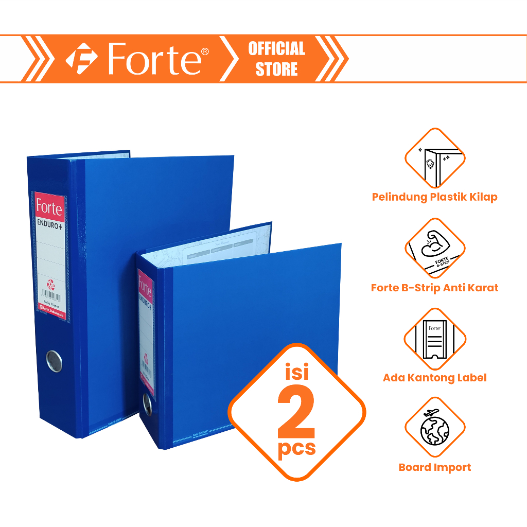 

[Forte] [2pcs] Ordner Enduro+ Lever Arch File Folio F4 75mm - Biru