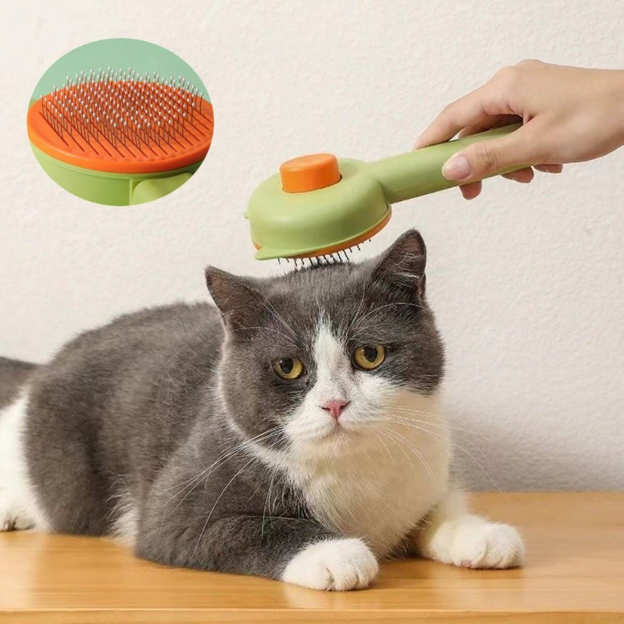Sisir Bulu Tombol Kucing Anjing - Pet Grooming Brush Otomatis SR49