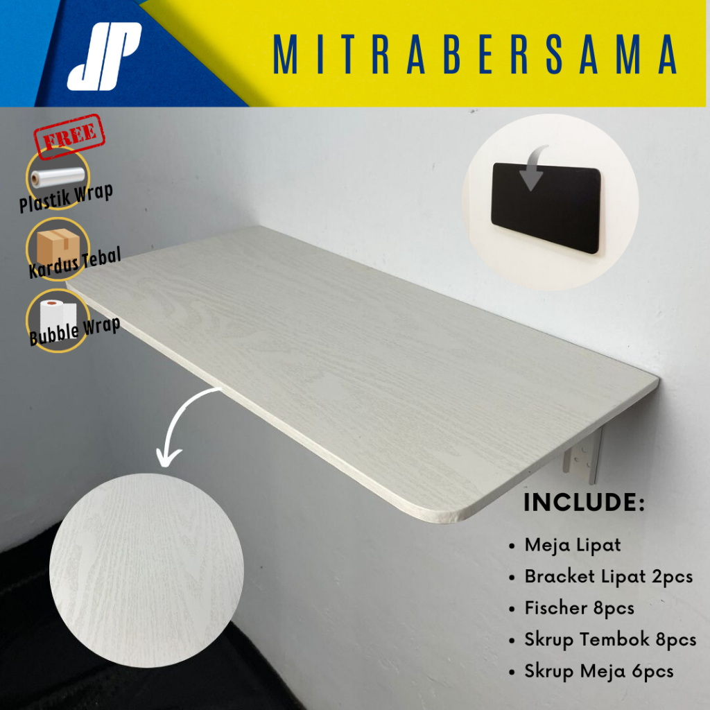 1 SET MEJA LIPAT TEMPEL DINDING MELAYANG 80X30+BRACKET LIPAT / MEJA BELAJAR KOMPUTER/ MEJA RIAS MINI