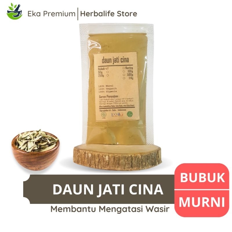 

DAUN JATI CINA BUBUK Tiongkok Kering Asli Ramuan Rempah Herbal Murni Jamu Minuman Tradisional Simplisa Senna Alexandrina