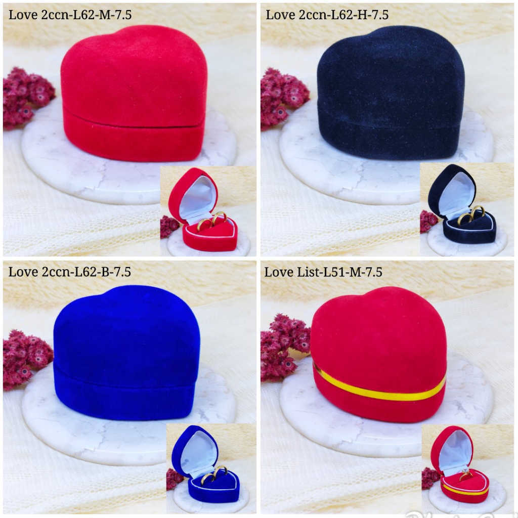 KOTAK CINCIN PERHIASAN BLUDRU/KOTAK TEMPAT CINCIN 2 CINCIN/ WADAH CINCIN PASANGAN/BOX CINCIN MERAH /