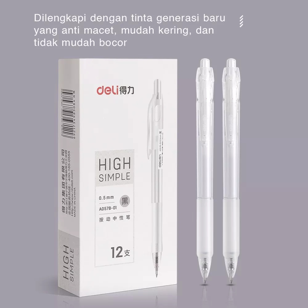 

Deli Gel Pen Pulpen Gel Retractable Tinta Hitam 0.5mm A057B-01